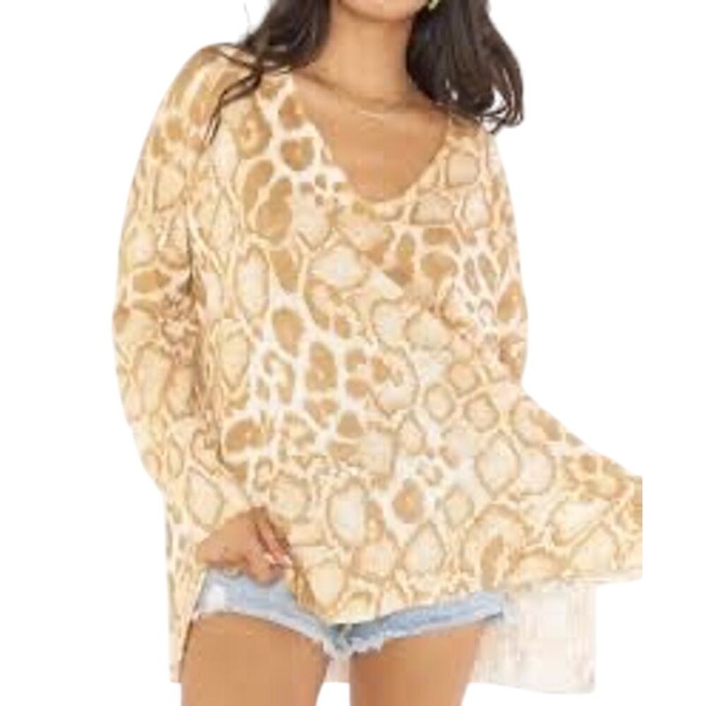 NWT! Show Me Your Mumu Cliffside Sweater Tan Leopard Print Chenille XS